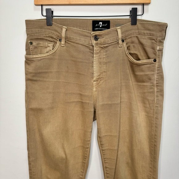 7 For All Mankind Slimmy Slim Straight Leg Tan Jeans Size 33 - Picture 7 of 16